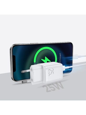 Wandladegerät Schnellladegerät USB Type-C 25W 3A weiß