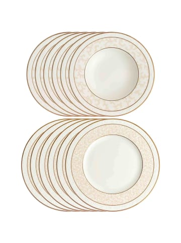 Villeroy & Boch 12er Set Tafelservice Ivoire weiß-gold in weiß-gold