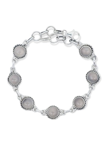 mantraroma 925er Silber - Armbänder (L) 20 cm mit Rosenquarz