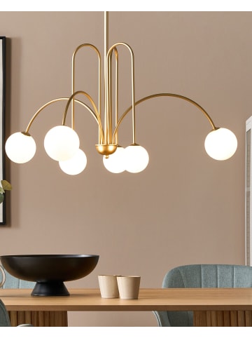Beliani Kronleuchter FORBES in Gold/Weiß - (W) 80 x (H) 80 x (L) 80 cm
