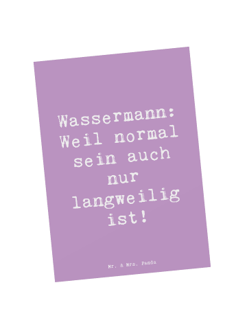 Mr. & Mrs. Panda Postkarte Spruch Wassermann Unikat mit Spruch in Lavendeltraum