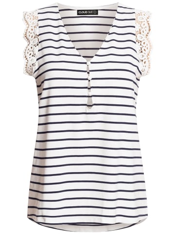 Cloud5ive Cloud5ive Damen Cloud5ive Damen Viskose Top mit Spitzen-Details u. Knöpfen in white/navy