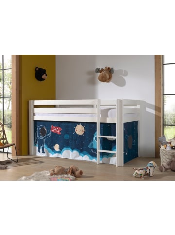58 aufm Kessel KINDERBETT Karolina 210x114x106 Massivholz Weiß Textilset Rakete