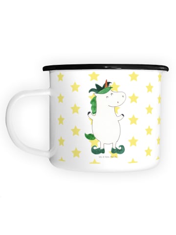 Mr. & Mrs. Panda XL Emaille Tasse Einhorn Joker ohne Spruch in Weiß