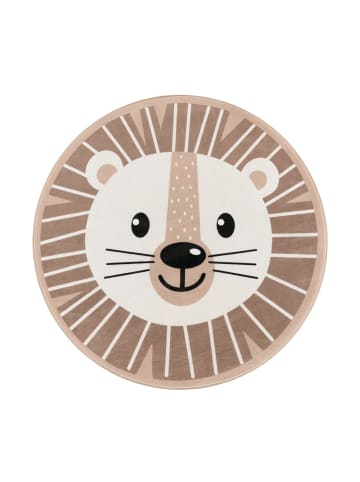 KADIMA DESIGN Kinderteppich waschmaschinenwaschbar Löwe Kinderzimmer in Beige