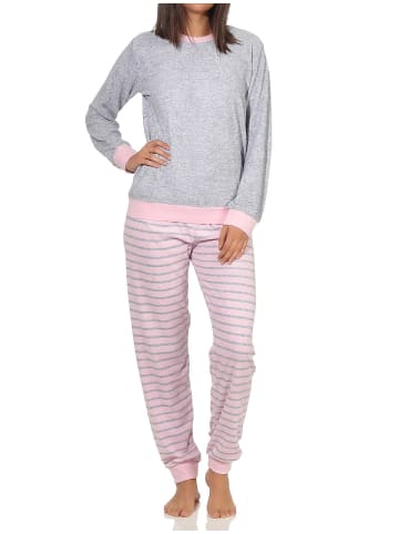 NORMANN Frottee Pyjama langarm Bündchen und Pinguin Stickerei - 50005 in Grau
