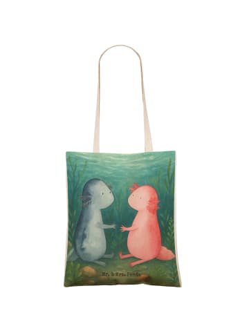 Mr. & Mrs. Panda Einkaufstasche Axolotl Liebe Design ohne Spruch in Weiß