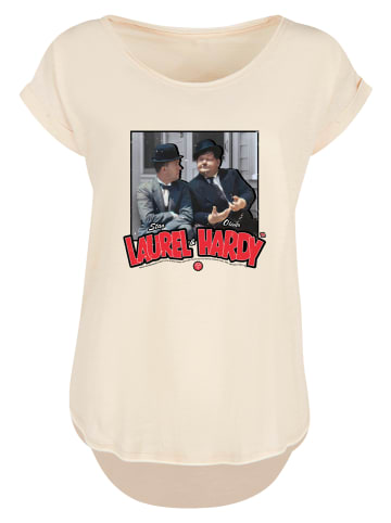 F4NT4STIC Long Cut T-Shirt Stan Laurel & Oliver Hardy Comedy Duo in Whitesand