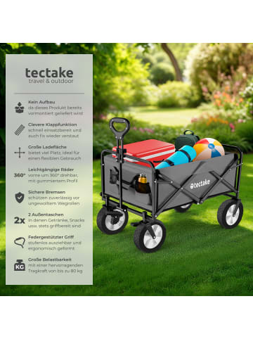 tectake Faltbarer Handwagen Leon mit Bremsen, Belastbarkeit 80kg