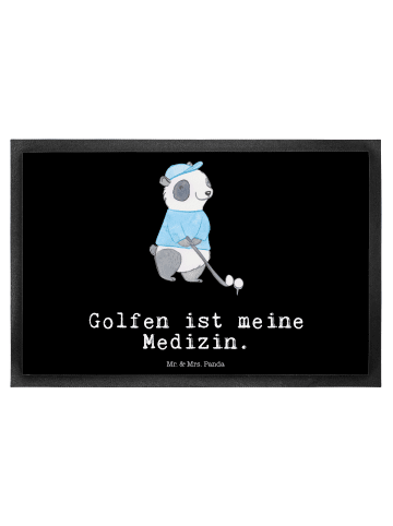 Mr. & Mrs. Panda Fußmatte Panda Golfen mit Spruch in Schwarz