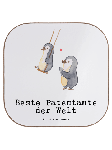 Mr. & Mrs. Panda Untersetzer Pinguin Beste Patentante der Welt m... in Weiß