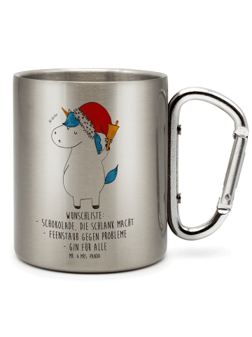 Mr. & Mrs. Panda Outdoor Kaffeebecher Einhorn Weihnachtsmann mit... in Silber
