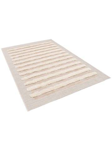 Pergamon In & Outdoor Teppich Shaggy Juist Streifen in Creme