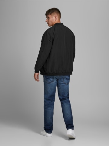 Jack & Jones Leichte Bomber Jacke Plus Size Große Übergrößen JJERUSH in Schwarz-2