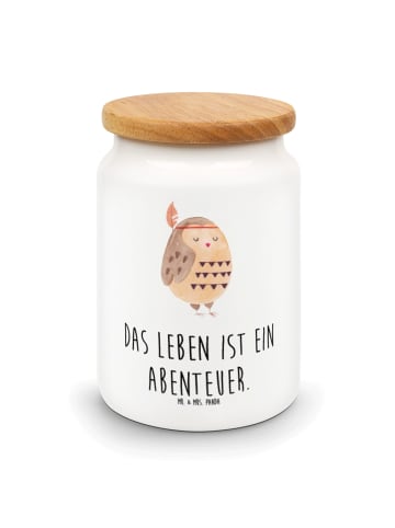 Mr. & Mrs. Panda Kaffeedose Eule Federschmuck mit Spruch in Weiß