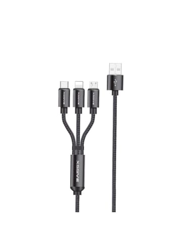 COFI 1453 3in1 Charge USB Kabel 1.2 Meter 2.4A Schnell-Ladekabel in Schwarz