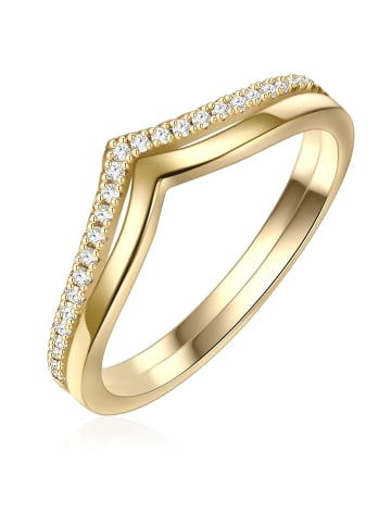 Glanzstücke München Ring aus Sterling Silber mit Zirkonia in gelbgold