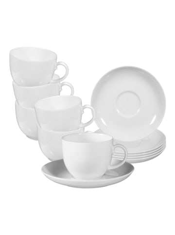 Seltmann Weiden 6er Set Kaffeetassen mit Untertassen Rondo/Liane 0,21 l weiß in weiß