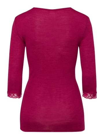 Hanro Longsleeve Woolen Lace in intense garnet