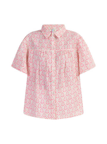 IZIA Damen Kurzarm Bluse in Neon Pink