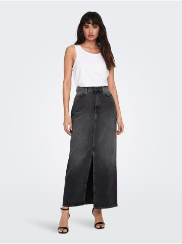 ONLY Maxi Jeans Rock mit Schlitz Stone Denim Wash in Schwarz