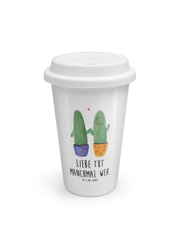 Mr. & Mrs. Panda Kaffeebecher To Go Kaktus Liebe mit Spruch in Weiß