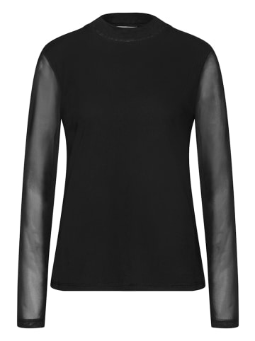 Street One Mesh Turtleneck Shirt in Schwarz