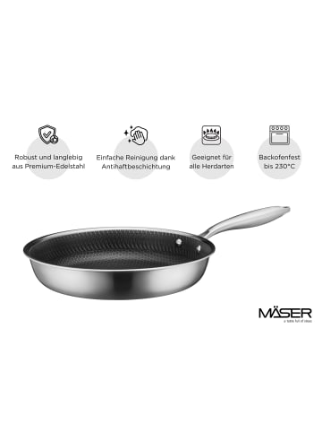 Mäser Bratpfanne 28 cm, Edelstahl Hestia Keramik in Silber / Schwarz