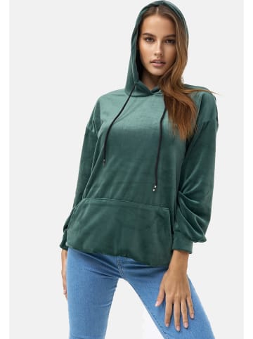 enflame Langer Kapuzen Pullover Oversized Hoodie Kleid Velours Sweatshirt in Dunkelgrün