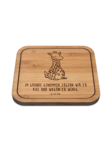 Mr. & Mrs. Panda Untersetzer Kork Giraffe Zufrieden mit Spruch in Transparent