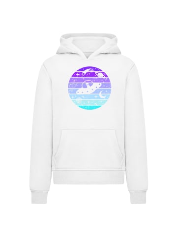 F4NT4STIC Hoodie Retro Alien Weltraum Sonnenuntergang in weiß