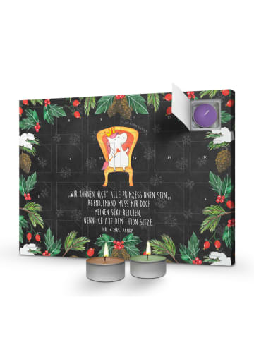 Mr. & Mrs. Panda adventskalender kerzen Einhorn König mit Spruch in Kreidetafel