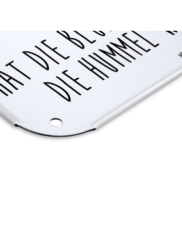 Mr. & Mrs. Panda Blechschild Hummel Blume mit Spruch in Weiß