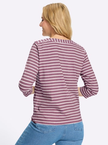 Sieh an! 3/4-Arm-Shirt in violett-ecru-geringelt