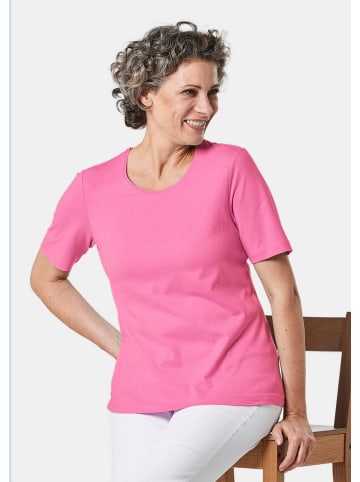 GOLDNER Kurzgröße:  Basic Baumwollshirt mit kurzem Arm in pink