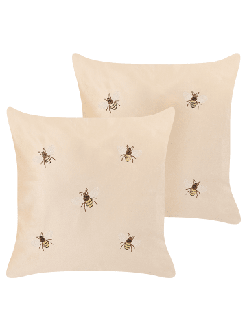 Beliani 2er-Set Dekokissen TALINUM in Beige/Gelb/Braun