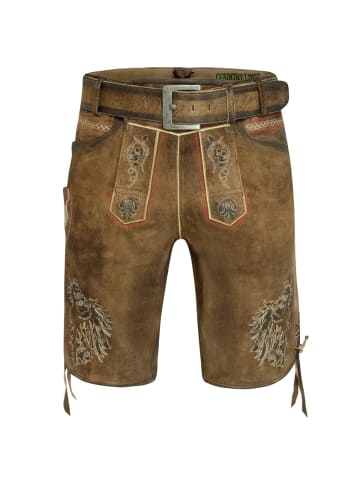 Country Line kurze Lederhose in Braun