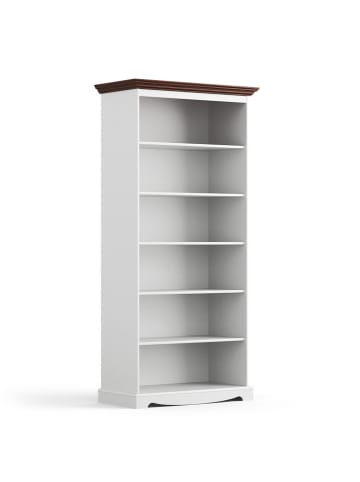 Feldmann-Wohnen Bücherregal Belluno Elegante weiß lackiert / gebeizt Nussbaum 89 / 44 / 190cm