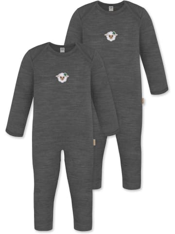 Normani Outdoor Sports 2er Pack Baby Merino Strampler „Waverly" in Anthrazit