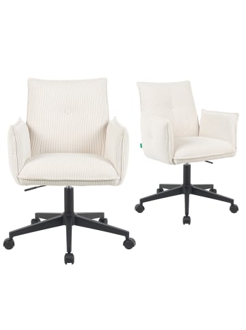 DUBI Möbel 2er-Set: Bürostuhl Mika-Malu in Creme - (B)60 x (H)86 x  (T)63 cm