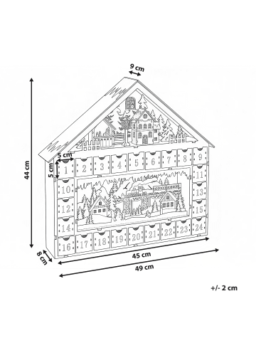 Beliani LED Deko NISSER in Braun/Bunt - (W) 49 x (H) 44 x (L) 8 cm