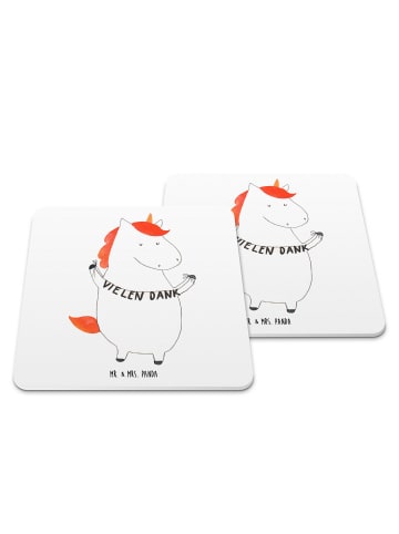 Mr. & Mrs. Panda Tassenuntersetzer Einhorn Dankeschön ohne Spruch in Weiß