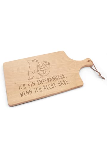 Mr. & Mrs. Panda Schneidebrett Holz Stinktier Sitzen mit Spruch in Transparent