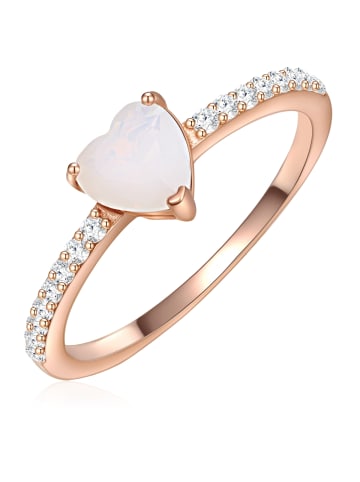 Glanzstücke München Ring Herz aus Sterling Silber mit Mondstein (synth.) in roségold