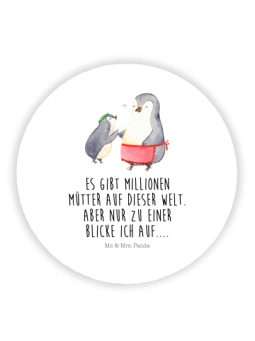 Mr. & Mrs. Panda Rund Magnet Pinguin mit Kind mit Spruch in Weiß