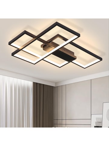 ZMH LED Deckenleuchte in schwarz eckig L 65cm 3000K warmweiß Modern 35W Flurlampe