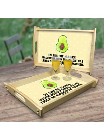 Mr. & Mrs. Panda Serviertablett Avocado Kern mit Spruch in Gelb Pastell