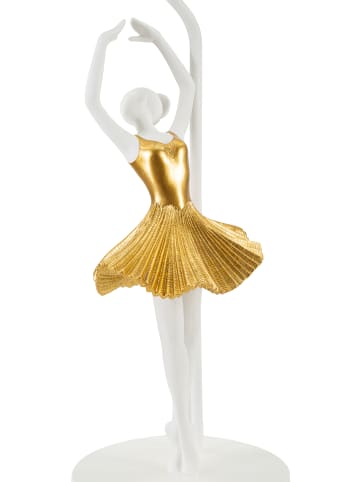 Mauro Ferretti Ballerina Tischleuchte aus weißem und goldenem Kunstharz, Ø 28 x 64 cm