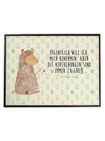 Mr. & Mrs. Panda Tischschutzmatte Alpaka Fahne mit Spruch in Kaktus Grün