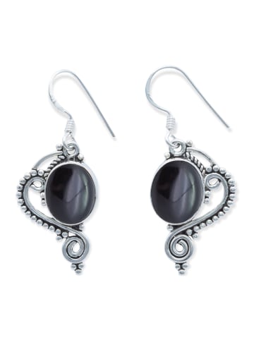 mantraroma 925er Silber - Ohrringe (L) 15 x (B) 38 mm mit Onyx